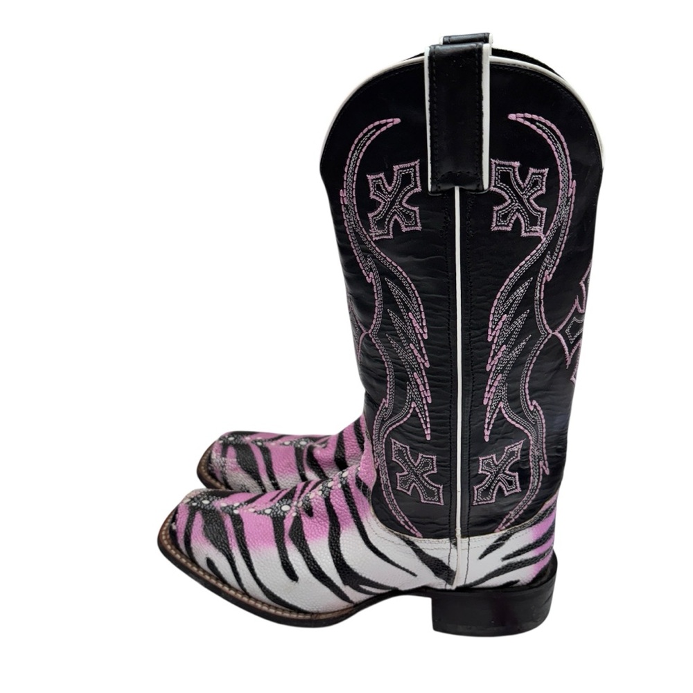 NOCONA TIGER STINGRAY PINK TIGER BOOTS SZ 7.5B - Picture 3 of 14